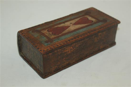 A 19th century American painted wood faux book box, 7in.